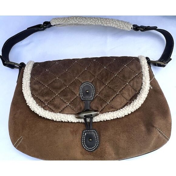 Old Navy Hobo Bag - Brown Suede like material with Sherpa accent - Picture 3 of 6